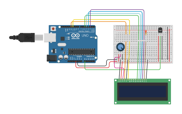 Circuit design Temperatura con Lector LCD - Tinkercad