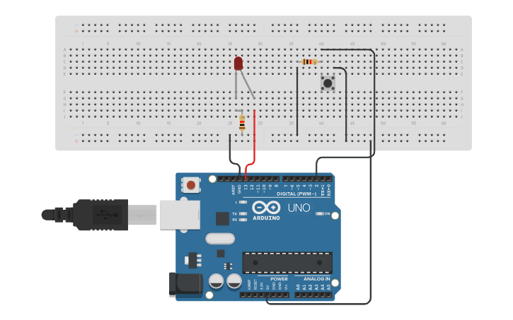 Circuit design #3 Push Button - Tinkercad