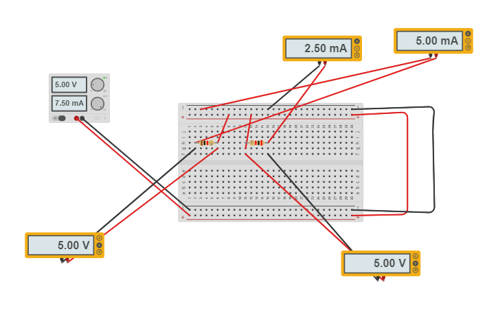 Circuit design resistencia en paralelo - Tinkercad