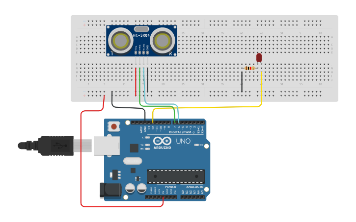 Circuit design Reverse warning system - Tinkercad