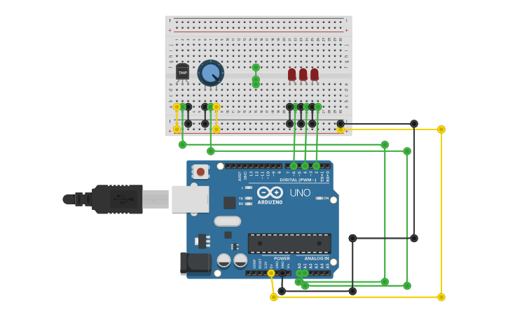 Circuit design Program 4: Temperature Sensor - Tinkercad