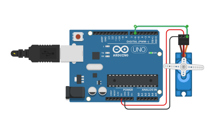 Circuit design servo - Tinkercad