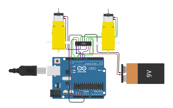 Circuit design DC MOTORS - Tinkercad