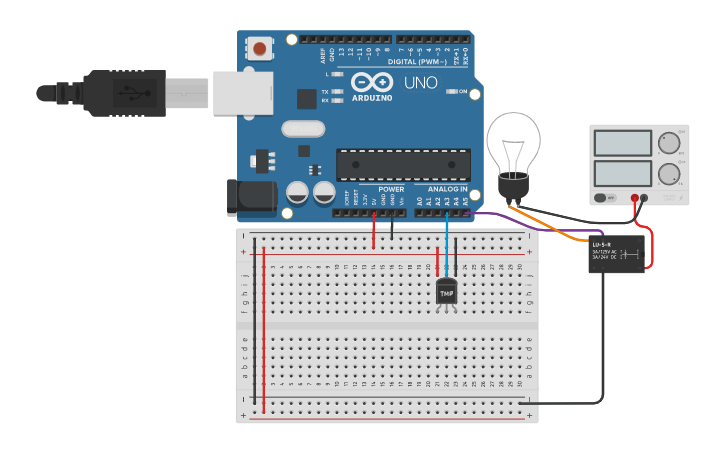 Circuit design Sensor LM35 con Foco /Jordi | Tinkercad