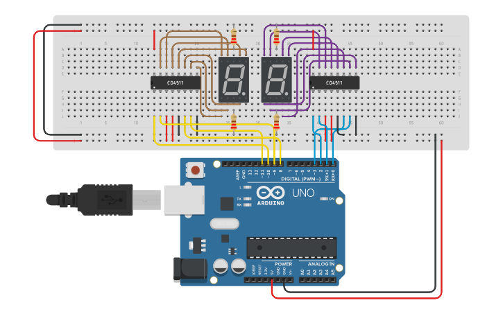 Circuit design 00-99 7 Segment - Tinkercad