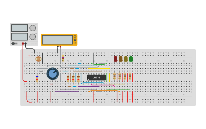 Circuit design LDR Sensor LM339 - Tinkercad