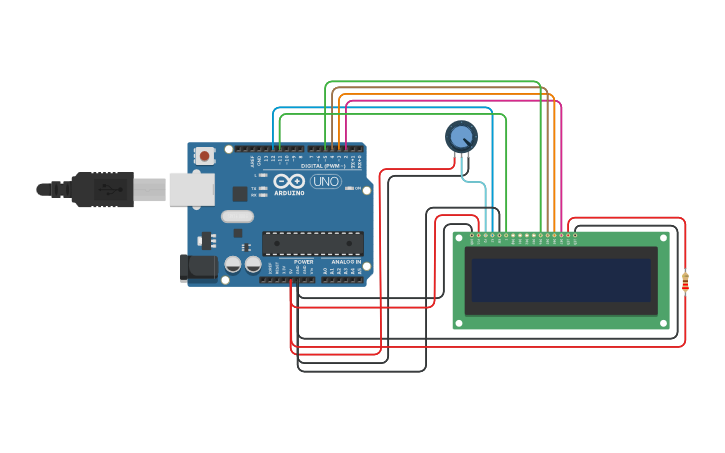 Circuit design Interfacing 16x2 LCD with Arduino - Tinkercad