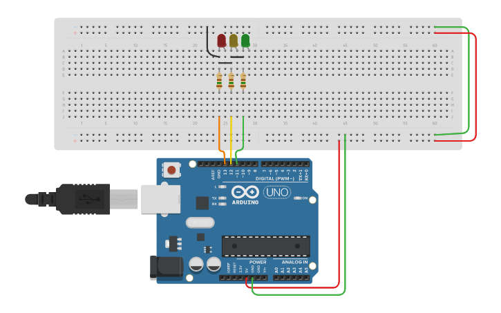 Circuit design semáforo Arduíno Rebecca Luyten | Tinkercad