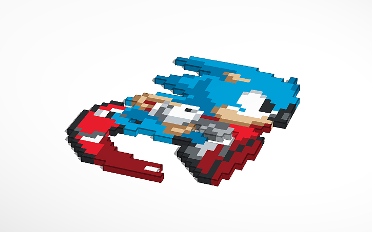 3D design Sonic Pixel Art - Tinkercad