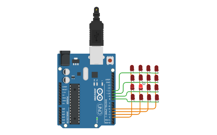 Circuit design Arduino LED Matrix - Tinkercad