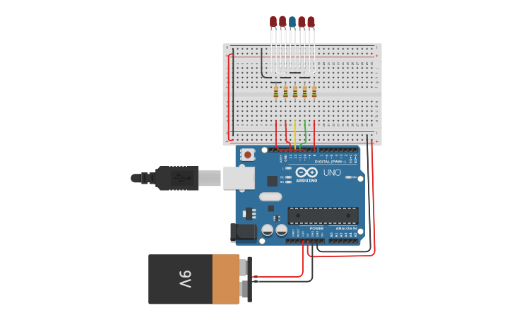 Circuit design sirene policial - Tinkercad