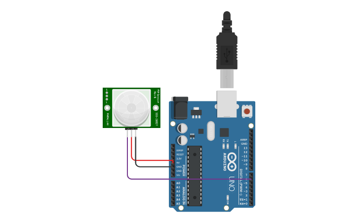 Circuit design PIR Sensor | Tinkercad