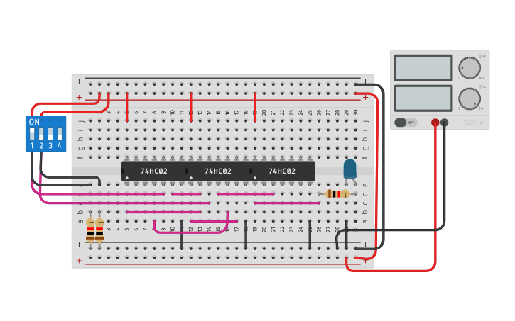 Circuit design XOR using NOR | Tinkercad