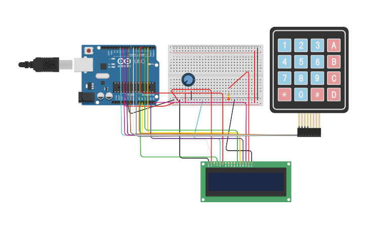 Circuit design Teclado con LCD | Tinkercad