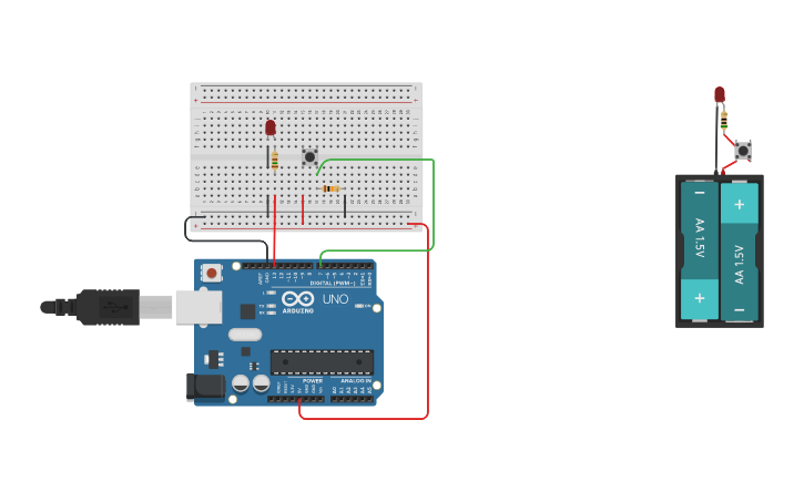 Circuit design Push Button Pull-Down - Tinkercad