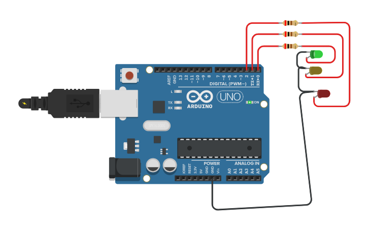 Circuit design Semáforo Arduino | Tinkercad