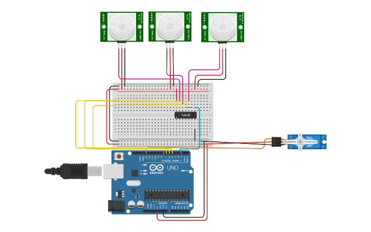 Circuit design pır sensör | Tinkercad