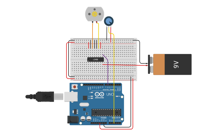 Circuit design Speed control of DC motor - Tinkercad