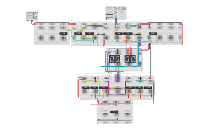 Circuit design Relógio: CI 7493 w/ CI 555 - Tinkercad