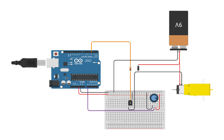 Circuit design Manipular motor CC con potenciómetro y transistor ...