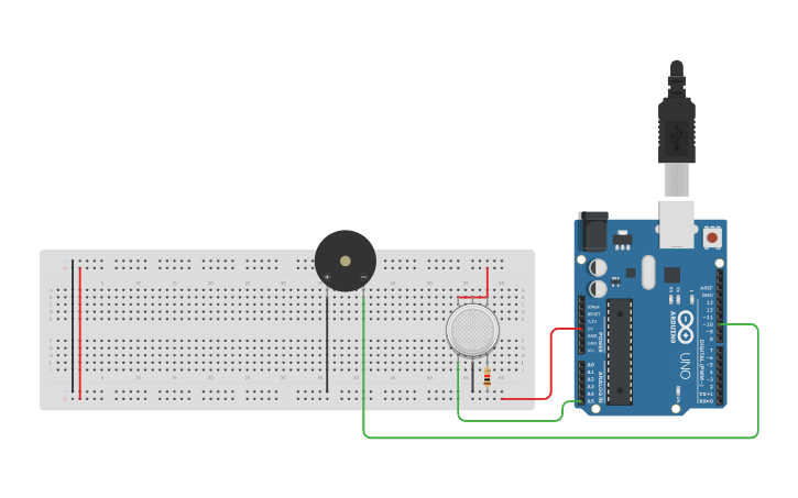 Circuit design interface smoke sensor with arduino - Tinkercad
