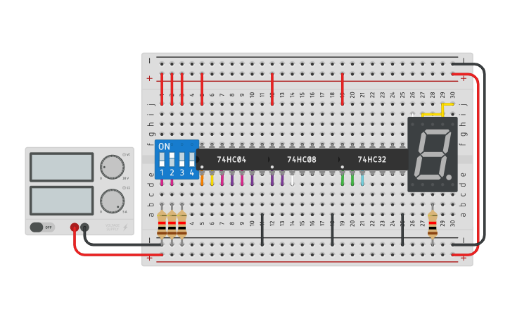 Circuit design ABO Using 7 Segment Display - Tinkercad