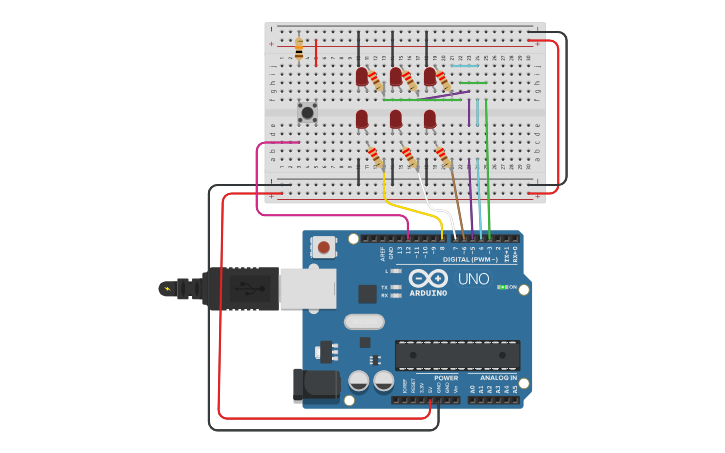 Circuit design Arduino Dice by Learn Robotics - Tinkercad