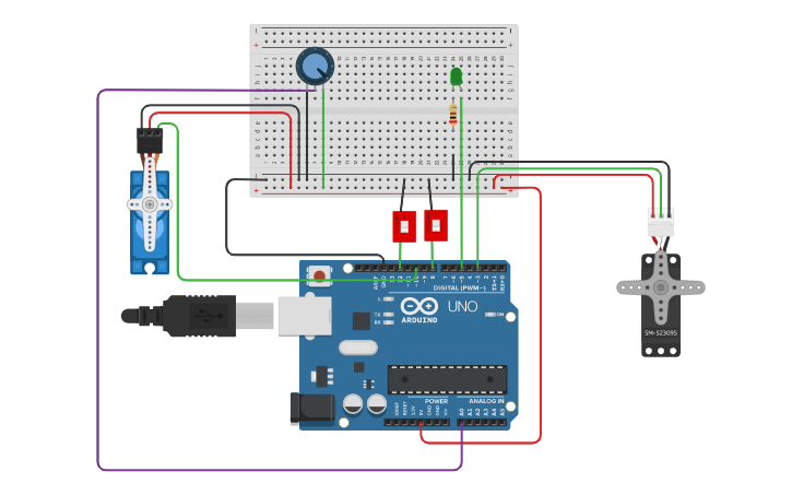 Circuit design two switch | Tinkercad