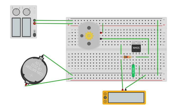 Circuit design IoTx2 - Motor Ctrl using nMOS - Tinkercad