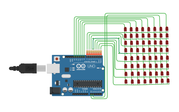 Circuit design 8x8 LED matrix | Tinkercad