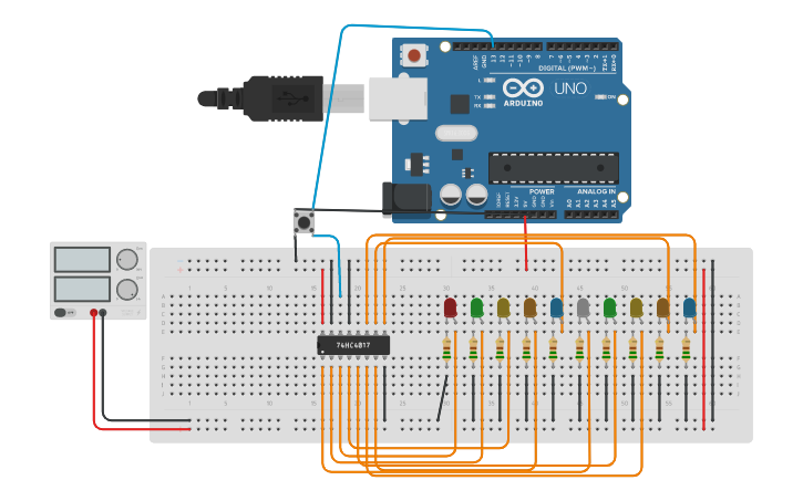 Circuit design 3.2 Design a LED Chaser | Tinkercad