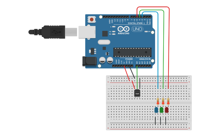 Circuit design SENSOR LM35 | Tinkercad