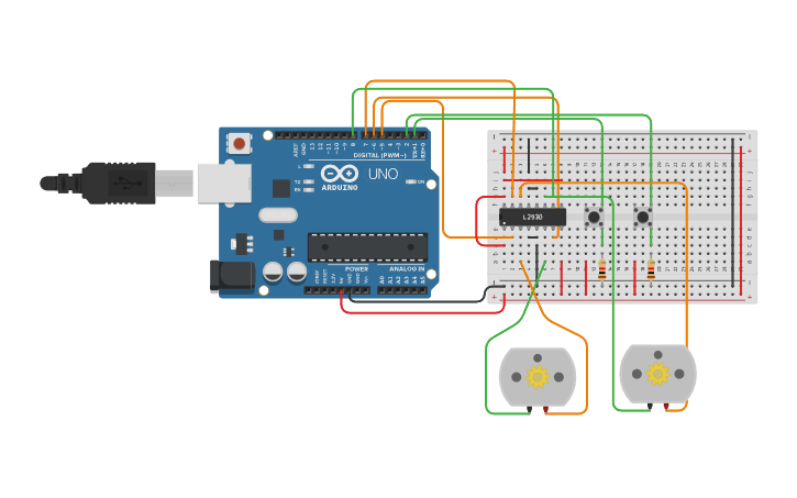Circuit design DC FORWARD/REVERSE Control - Tinkercad