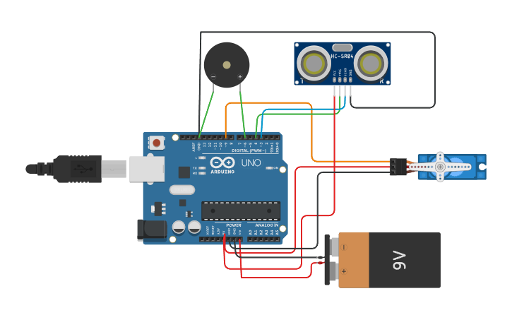 Arduino Waste Circuit design smart waste management system in ARDUINO - Tinkercad