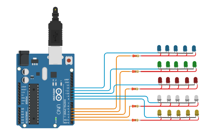 Circuit design LED Matrix | Tinkercad