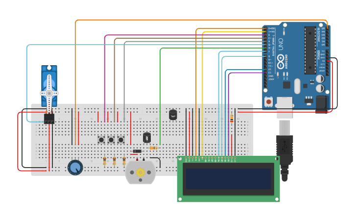 Circuit design Motor servo pot - Tinkercad