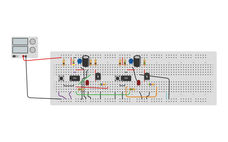 Circuit design Monostable 555 - Tinkercad