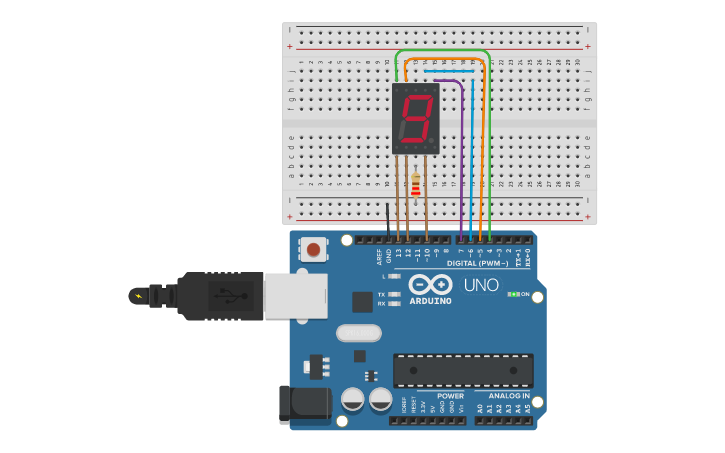 Circuit design Interfacing 7 Segment Display With Arduino | Tinkercad