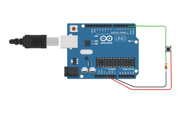 Circuit design pulsador pull down | Tinkercad