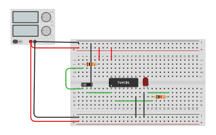 Circuit design Gerbang NOT | Tinkercad