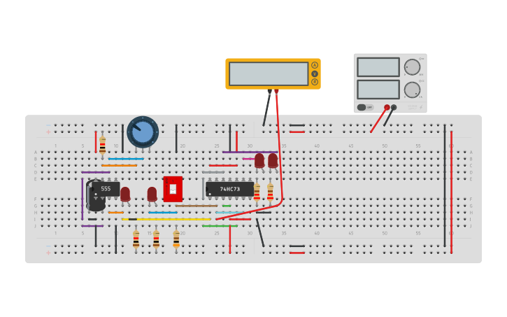 Circuit design Contador De 2 Bits - Tinkercad