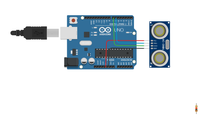 Circuit design ultrasonic wave sensor | Tinkercad