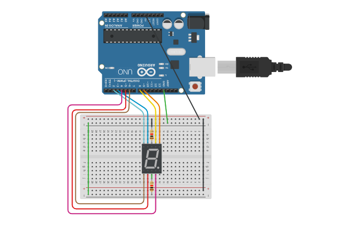 Circuit design First Arduino Project - 7 Segment Display - Tinkercad