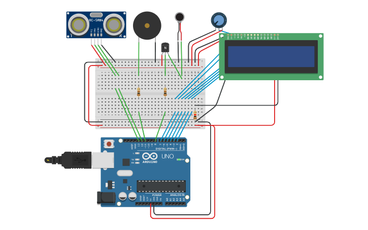 Circuit design Smart Blind Walking Stick | Tinkercad