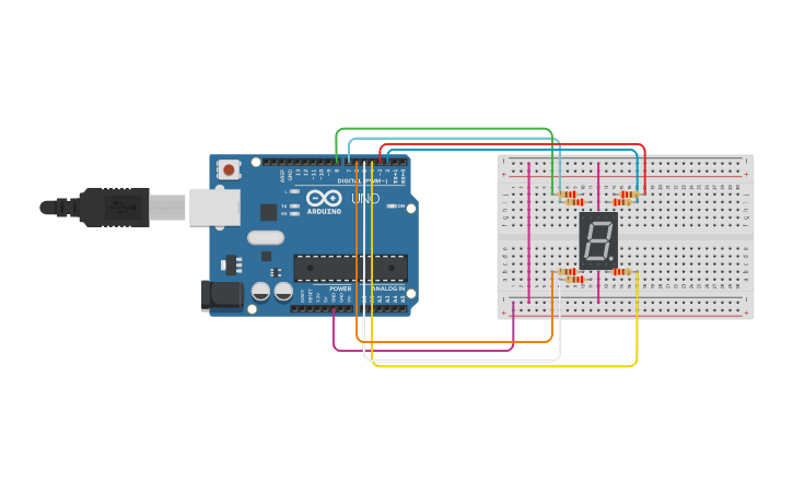 Circuit design Seven Segment Display Lab | Tinkercad