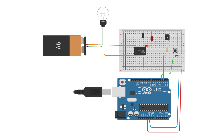 Circuit design APLICACION CON RELE - Tinkercad