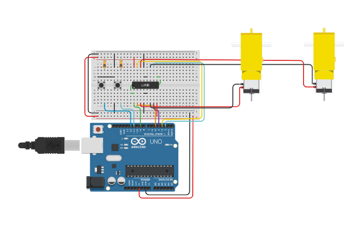 Circuit design 3) L293D V2 - Tinkercad