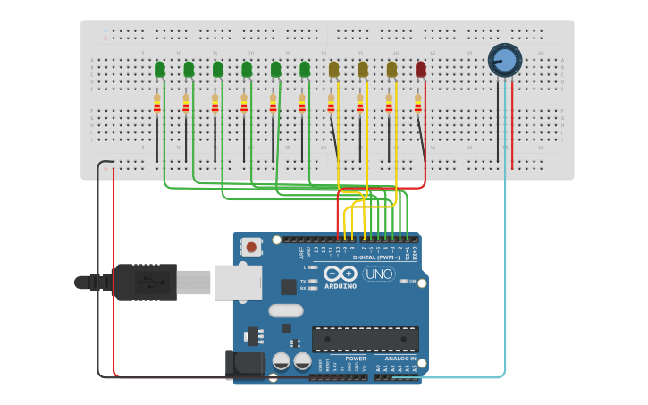 Circuit design Vu meter - Tinkercad