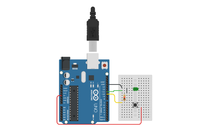 Circuit design Arduino-Basic-Project-#6 (LED turn on using Push Button ...