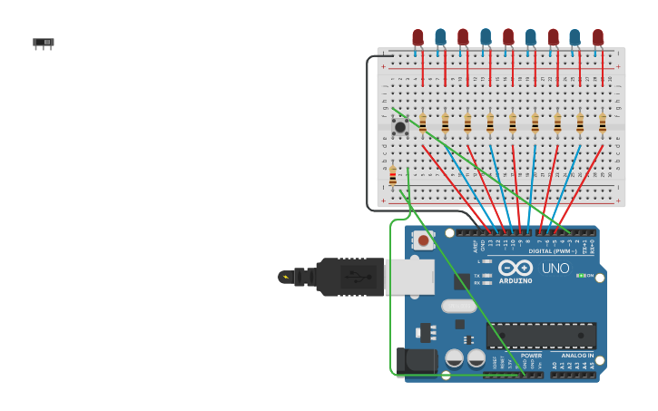 Circuit design Copy of Arduino LED Light Show - Tinkercad